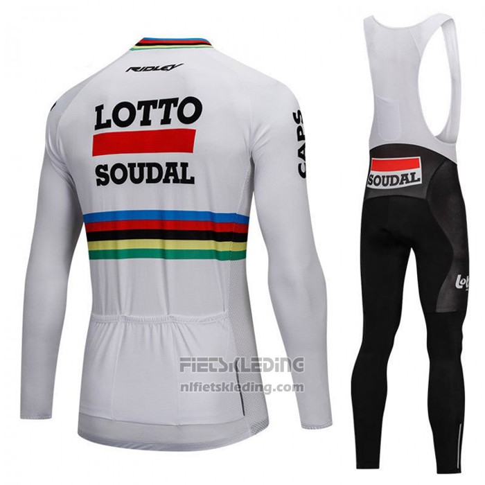 2018 Fietskleding UCI Wereldkampioen Lotto Soudal Wit Lange Mouwen en Koersbroek